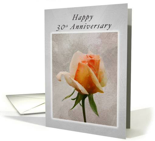 Happy 30th Anniversary, Fresh Rose on a Textured Background card