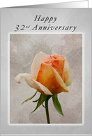 Happy 32nd Anniversary, Fresh Rose on a Textured Background card