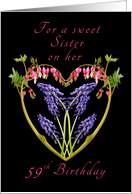 Birthday Heart of Flowers for a Sweet Sister on her 59th birthday card