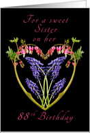 Birthday Heart of Flowers for a Sweet Sister on her 88th birthday card