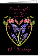 Birthday Heart of Flowers for someone special on their 58th birthday card