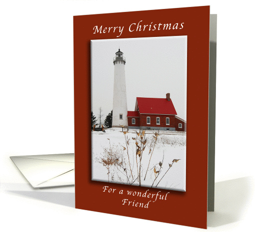 Merry Christmas, Tawas Lighthouse, For a Friend card (1161428)