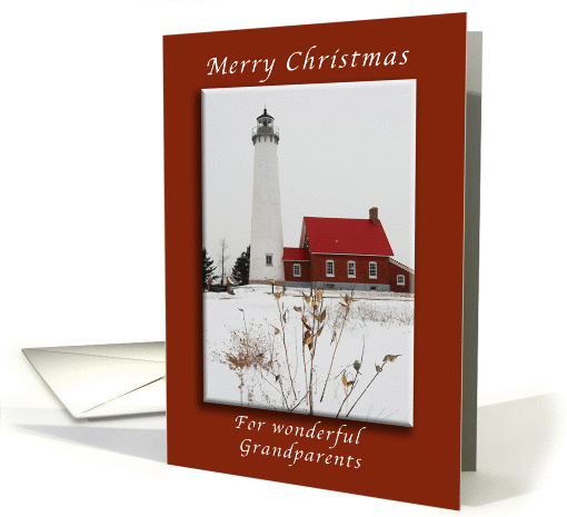 Merry Christmas, Tawas Lighthouse, For Wonderful Grandparents card