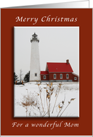 Merry Christmas, Tawas Lighthouse, For Mom card