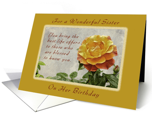Birthday For a Sister Who Gives The Best in Life, Yellow Roses card