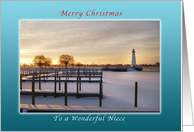 Merry Christmas, for a Niece, Marina and Lighthouse card