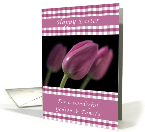 Happy Easter, Purple Tulips, for a Godson and Family card (1172954)