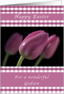Happy Easter, Purple Tulips, for a Godson card