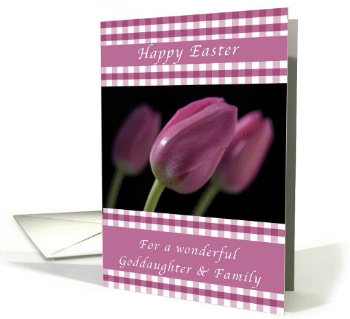 Happy Easter, Purple Tulips, for a Goddaughter and Family card