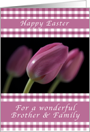 Happy Easter, Purple Tulips, for a wonderful Brother and his Family card