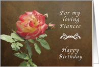 Happy Birthday for a Fiancee, Red and Yellow Thornridge Rose card