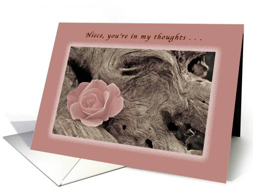 Niece, You're in My Thoughts, Pink Rose and Driftwood card (1177670)