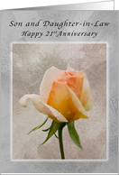 Happy 21st Anniversary, For Son and Daughter-in-Law, Fresh Rose card
