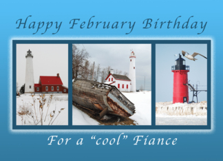 Happy February Birthday for a Cool Fiance, Lighthouses in Winter