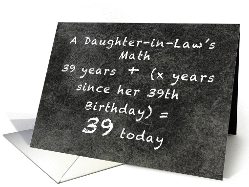 Daughter-in-Law Birthday Math 39th Plus, Age Formula on... (1194844)