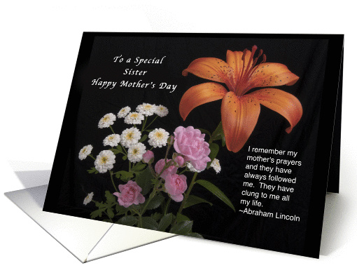 To a Special Sister on Mother's Day, Lily,Roses & Baby Breath card