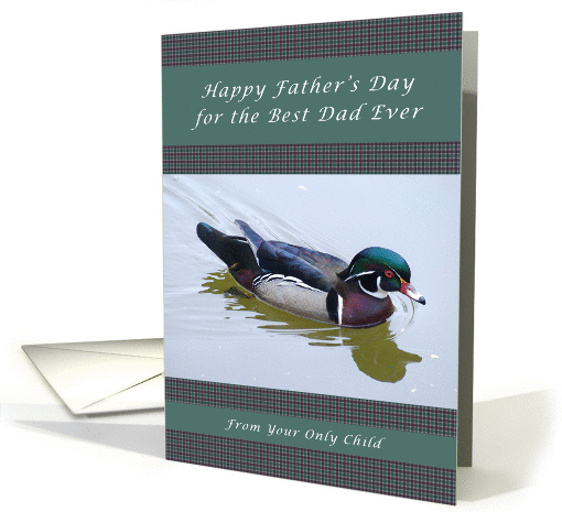 Happy Father's Day from your only child, Wood Duck card (1203426)