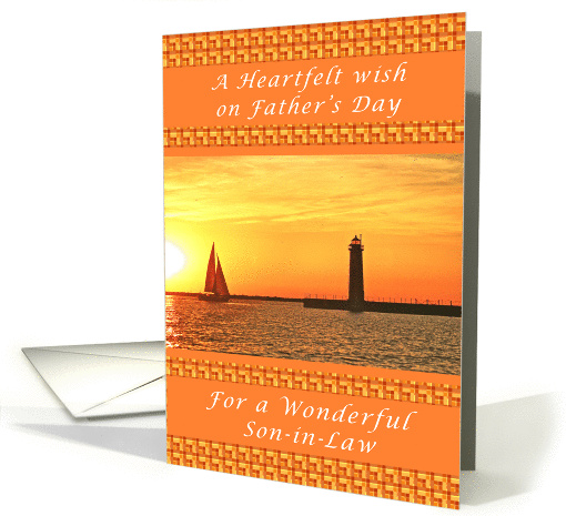 Happy Father's Day for a Son-in-Law, Sunset with Lighthouse card