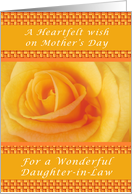 Yellow Rose, Heartfelt Mother’s Day Wish, for a Daughter-in-Law card