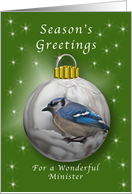 Season’s Greetings for a Minister, Bluejay Ornament card