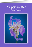 Happy Easter Twin SIster, Purple Iris card