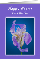 Happy Easter Twin Brother, Purple Iris card