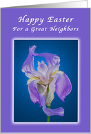 Happy Easter for a Great Neighbors, Purple Iris card