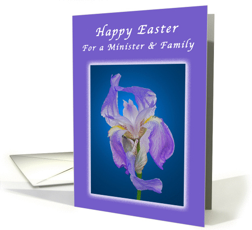 Happy Easter for a Minister and His Family, Purple Iris card (1237630)