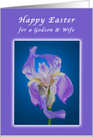 Happy Easter for a Godson and Wife, Purple Iris card