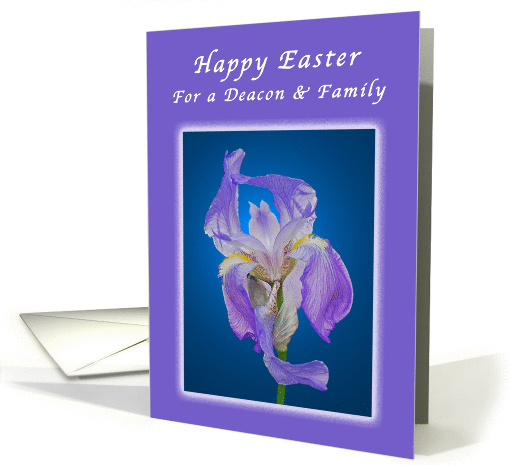 Happy Easter for a Deacon and His Family, Purple Iris card (1238098)