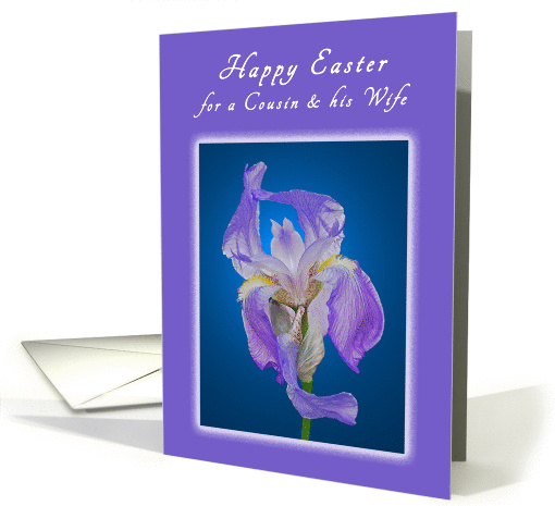Happy Easter for a Cousin and His Wife, Purple Iris card (1238112)