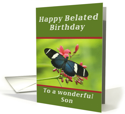 Happy Belated Birthday Son, Butterfly card (1238508)
