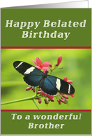 Happy Belated Birthday Brother, Butterfly card