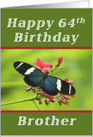 Happy 64th Birthday Brother, Butterfly card