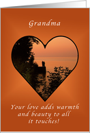 Happy Grandparents Day for a Grandma, Heart and Sunset card