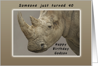 Happy 40th Birthday, Godson, Rhino card