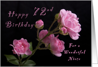 Happy 72nd Birthday for a Niece, Pink roses card