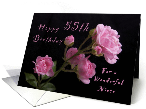 Happy 55th Birthday for a Niece, Pink roses card (1252546)