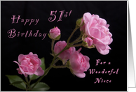 Happy 51st Birthday for a Niece, Pink roses card