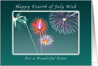 Happy 4th of July for a Wonderful Sister, Fireworks card