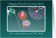 Happy 4th of July for a Grandson and His Wife, Fireworks card