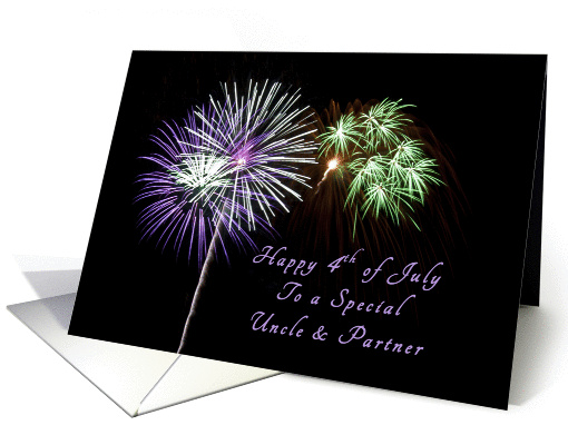 Happy Independence Day to a Special Uncle & Partner, Fireworks card