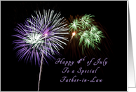 Happy Independence Day to a Special Father-in-Law, Fireworks card