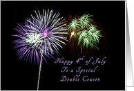Happy Independence Day to a Special Double Cousin, Fireworks card