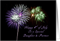 Happy Independence Day to a Special Daughter & Partner, Fireworks card