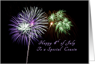 Happy Independence Day to a Special Cousin, Fireworks card