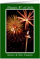 Independence Day, Happy 4th of July, Fireworks for Sister and Family card