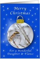 Season’s Greetings for a Daughter & Fiance, Sparrow Ornament card