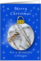 Season’s Greetings for a Colleague, Sparrow Ornament card