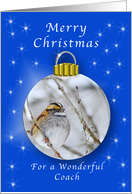 Season’s Greetings for a Coach, Sparrow Ornament card